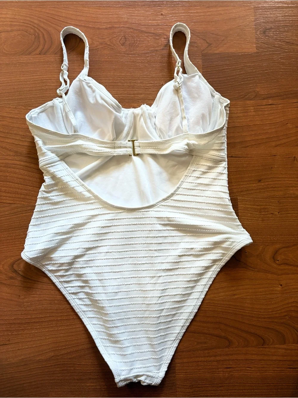Time and Tru White Striped One-Piece Swimsuit